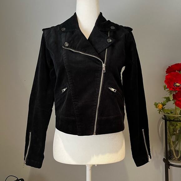 NEW Juicy Couture Corduroy Ribbed Structured Moto Jacket Asymmetrical Zip Black… - Picture 16 of 16